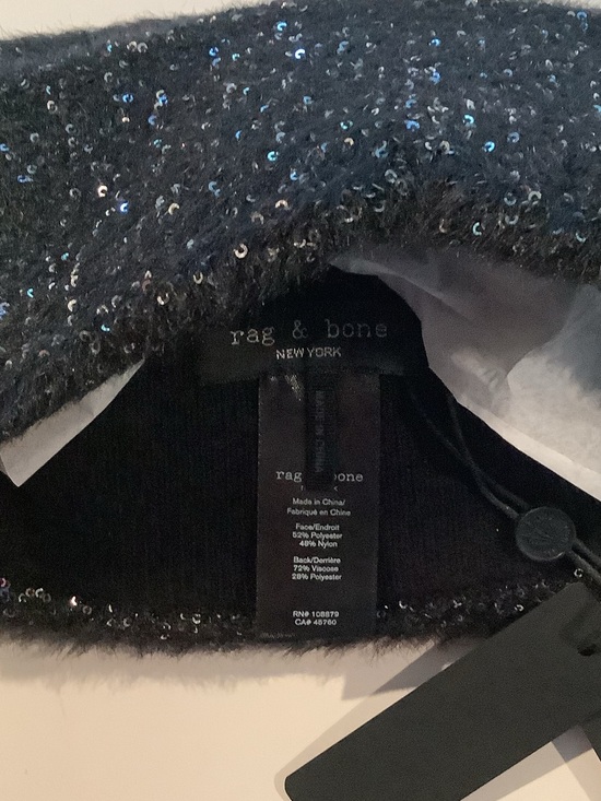 rag & bone Danni Black Sequin Beanie New